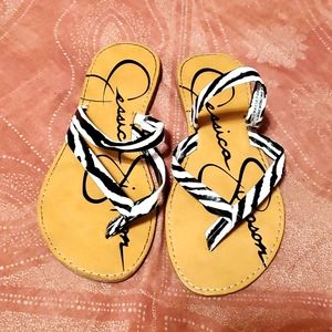 Jessica Simpson Collection Girl's 13M Black & White Zebra Sandals - Like New
